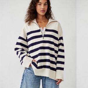 Free People Coastal Stripe Pullover Sweater